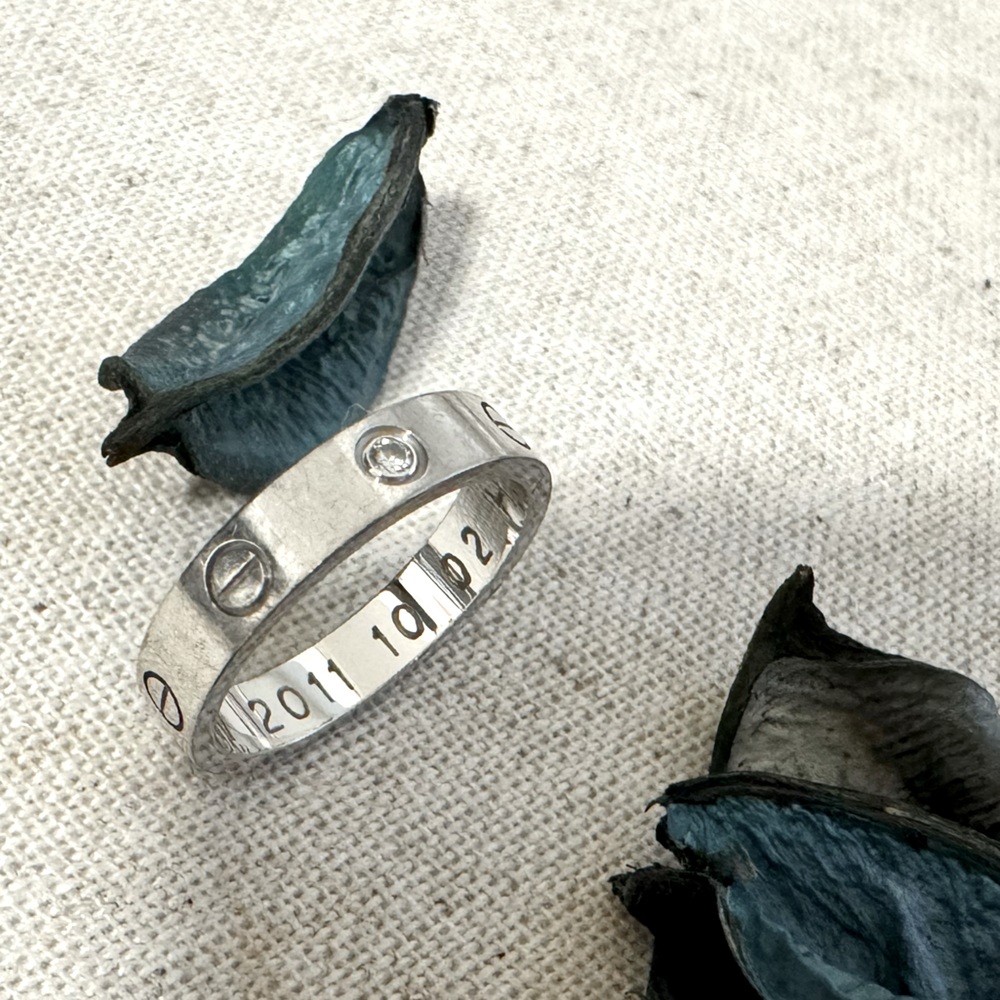 Cartier White Gold One Diamond LOVE Wedding Band Ring